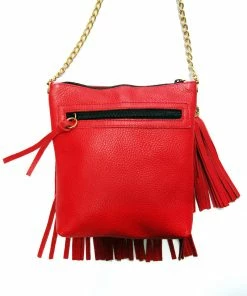 Leatherock OUTLET SHOP Red Flapper Crossbody Bag