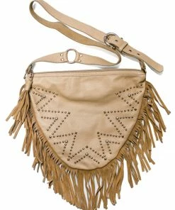 Leatherock Chevron Studded Fringe Bag